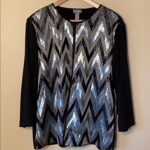 NWT Travelers by Chico's Sequin Chevron Jacket XL